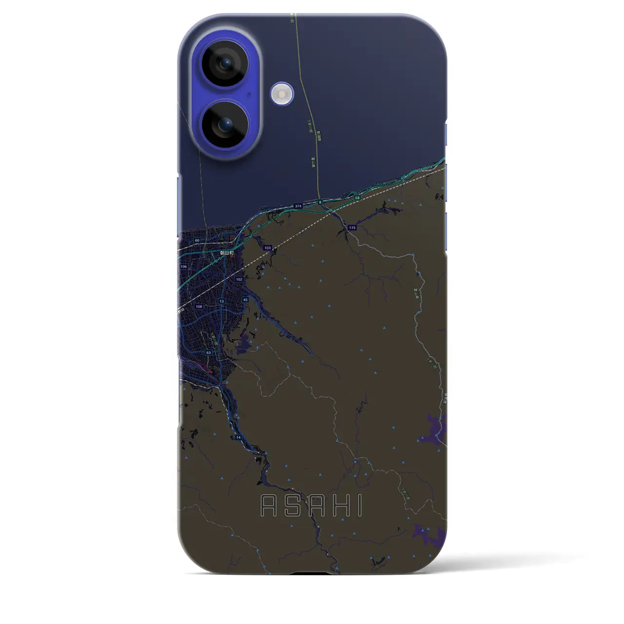 【朝日（富山県）】地図柄iPhoneケース（バックカバータイプ）