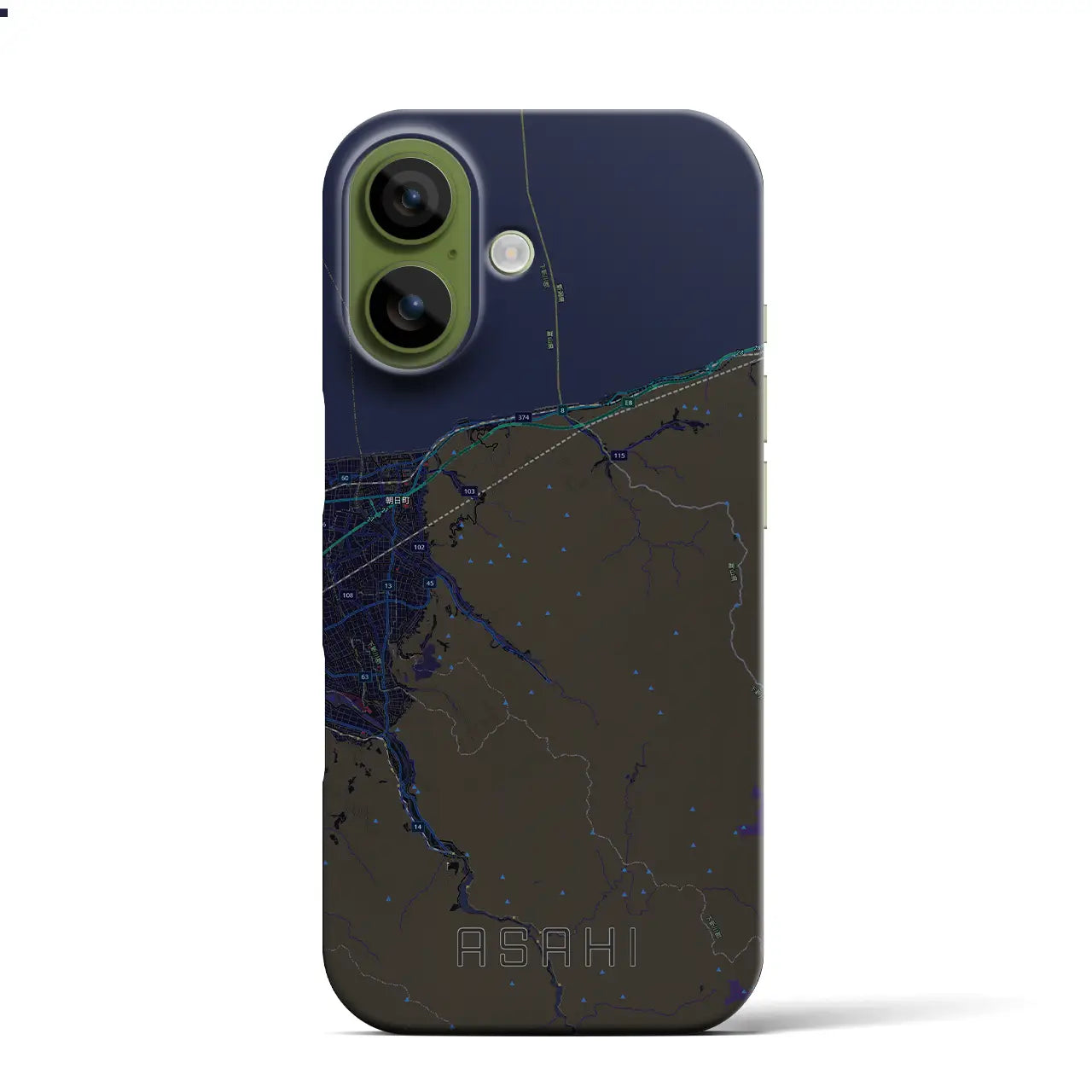 【朝日（富山県）】地図柄iPhoneケース（バックカバータイプ）