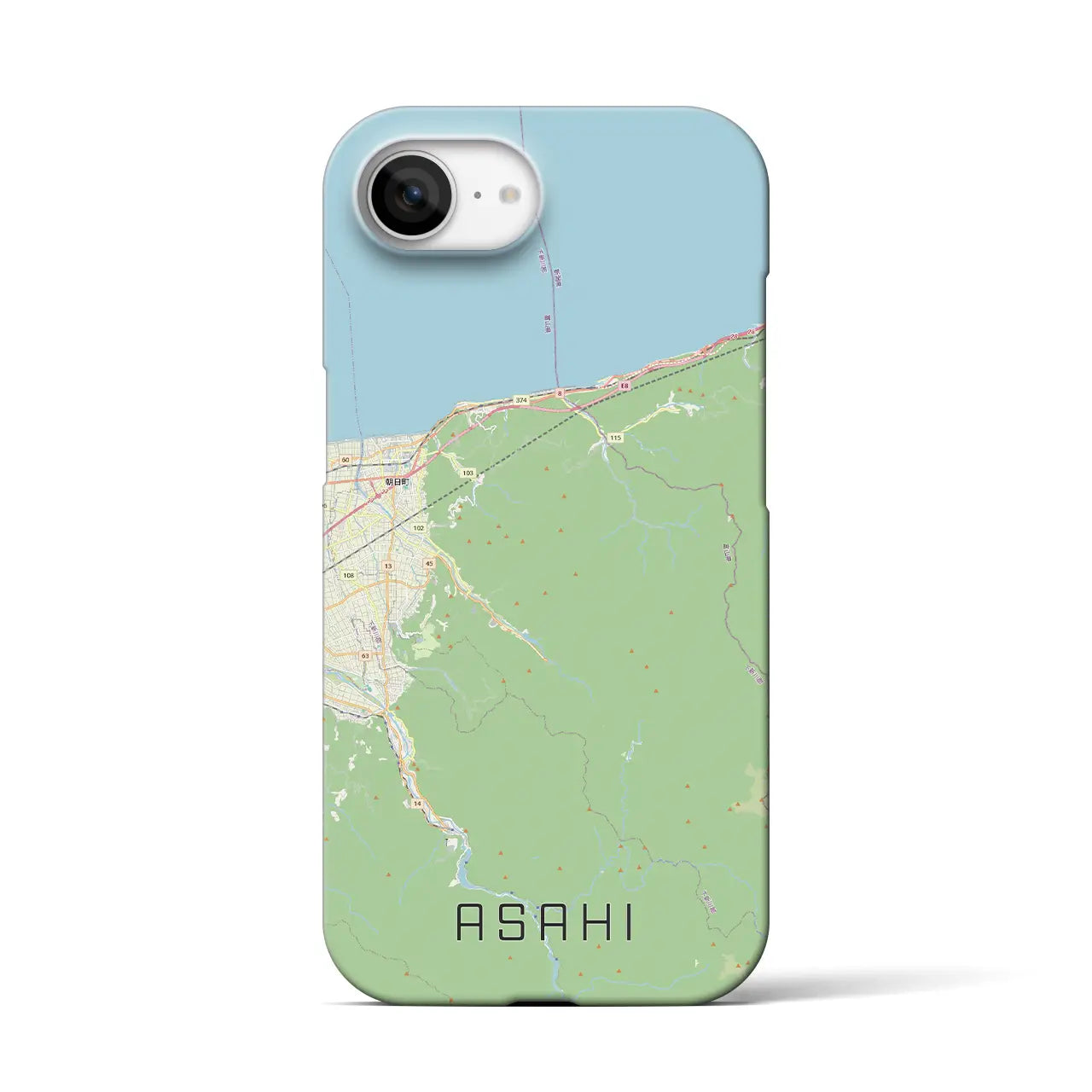 【朝日（富山県）】地図柄iPhoneケース（バックカバータイプ）