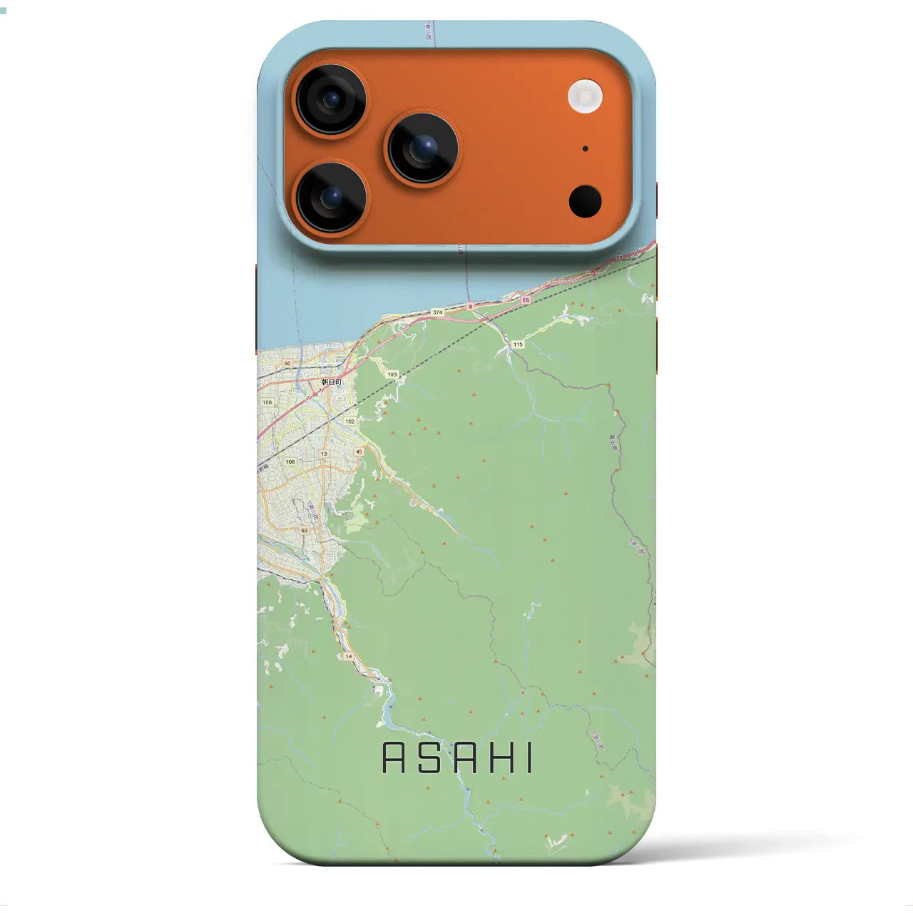 【朝日（富山県）】地図柄iPhoneケース（バックカバータイプ）ブラック・iPhone 17 Pro Max 用