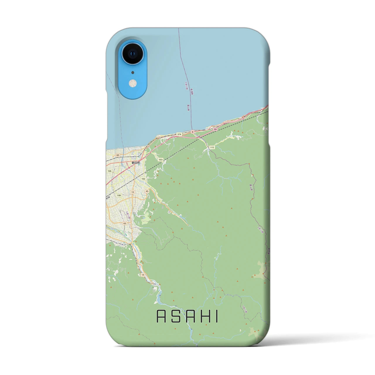 【朝日（富山県）】地図柄iPhoneケース（バックカバータイプ）ナチュラル・iPhone XR 用