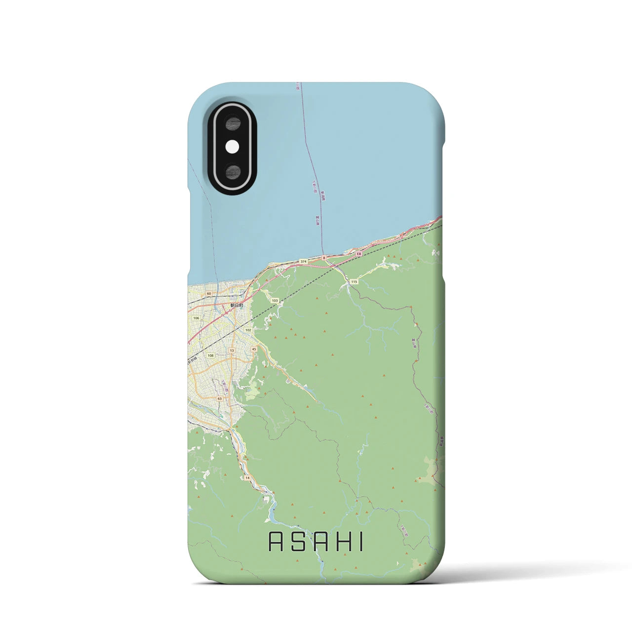 【朝日（富山県）】地図柄iPhoneケース（バックカバータイプ）ナチュラル・iPhone XS / X 用