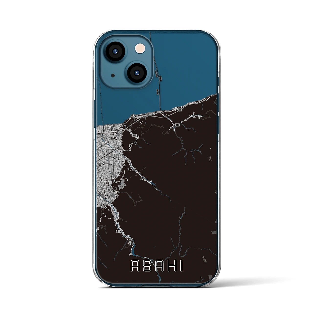 【朝日（富山県）】地図柄iPhoneケース（クリアタイプ）