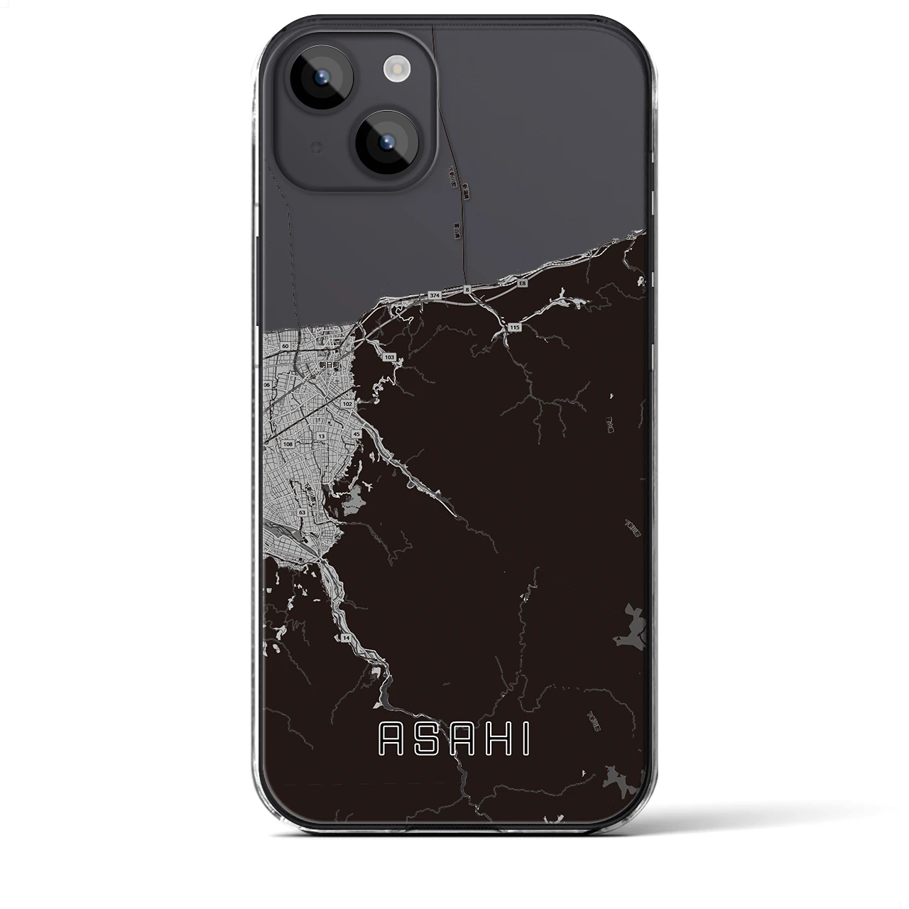 【朝日（富山県）】地図柄iPhoneケース（クリアタイプ）