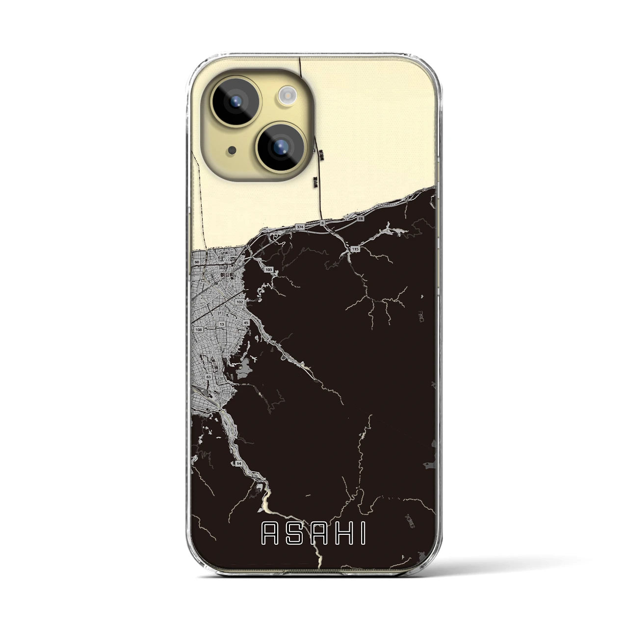 【朝日（富山県）】地図柄iPhoneケース（クリアタイプ）