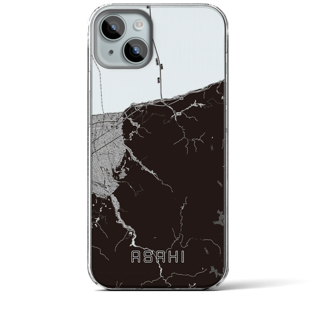 【朝日（富山県）】地図柄iPhoneケース（クリアタイプ）