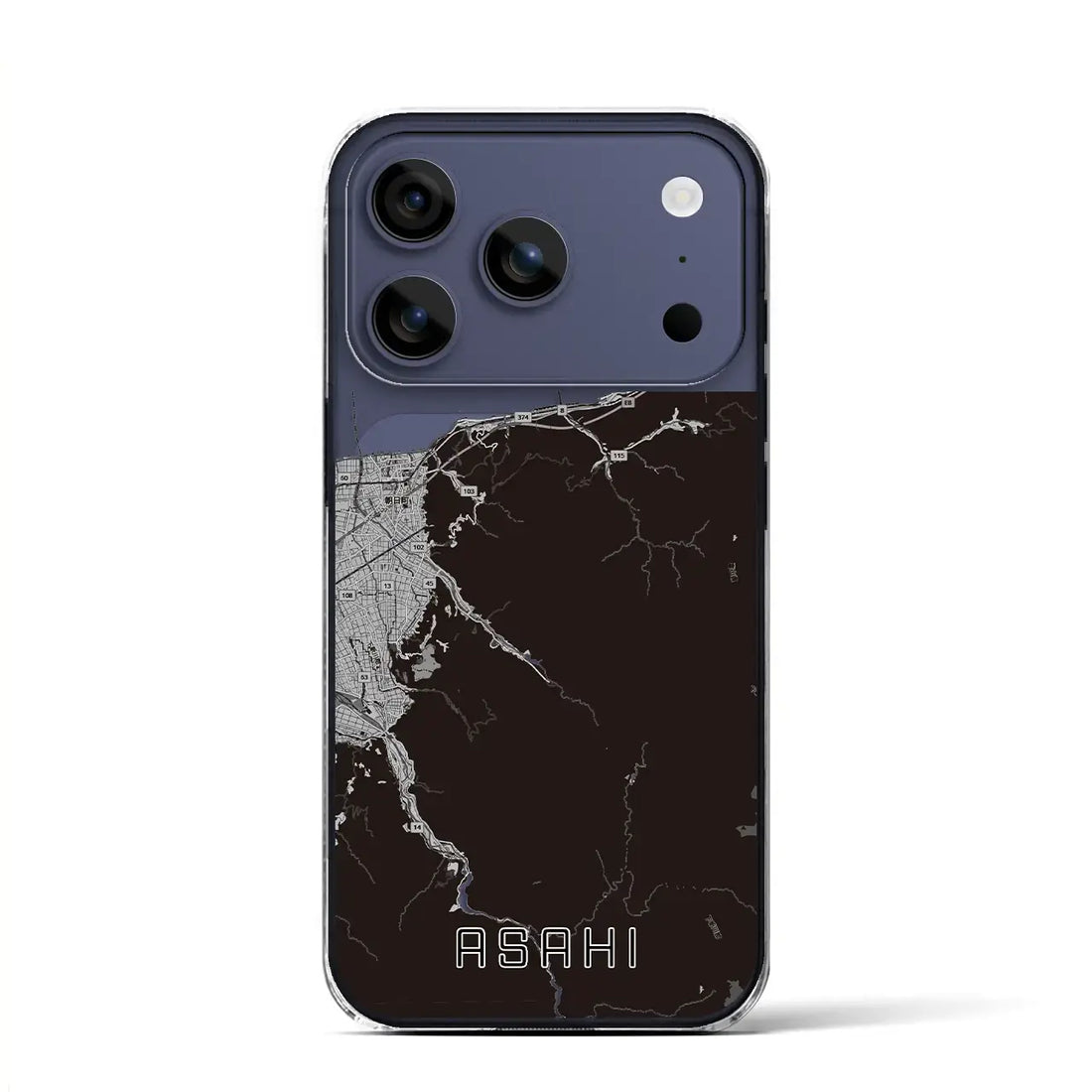 【朝日(富山県)】地図柄iPhoneケース(クリアタイプ)モノトーン・iPhone 17 Pro Max 用