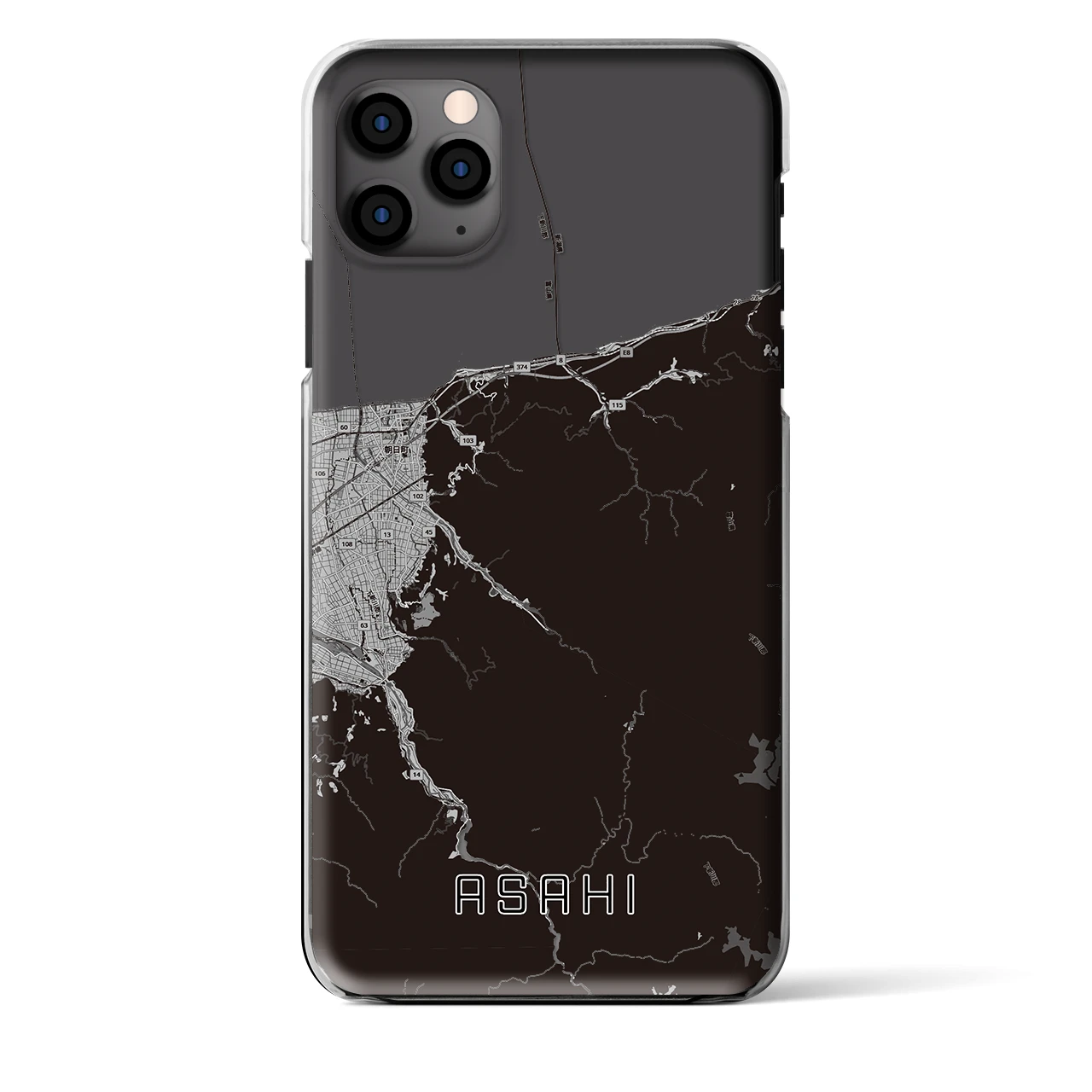 【朝日（富山県）】地図柄iPhoneケース（クリアタイプ）