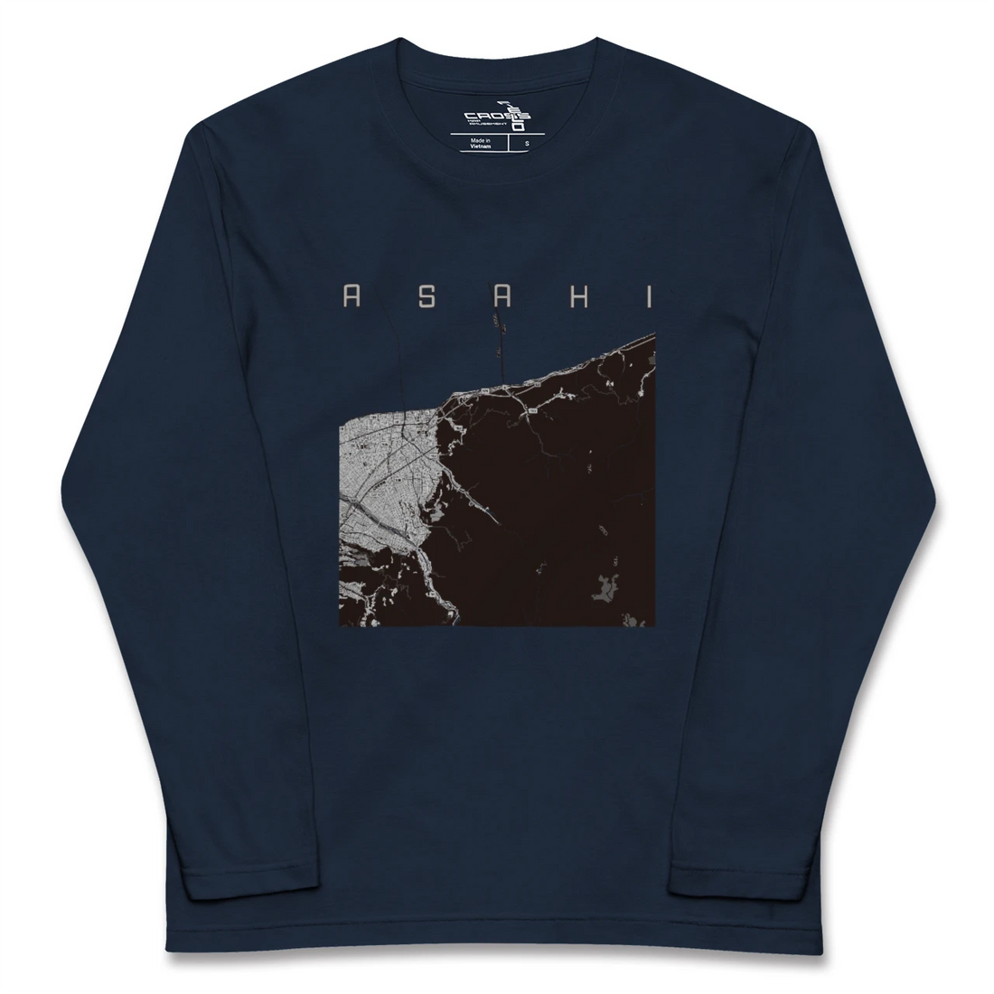 【朝日(富山県)(富山県)】地図柄ロングスリーブTシャツ