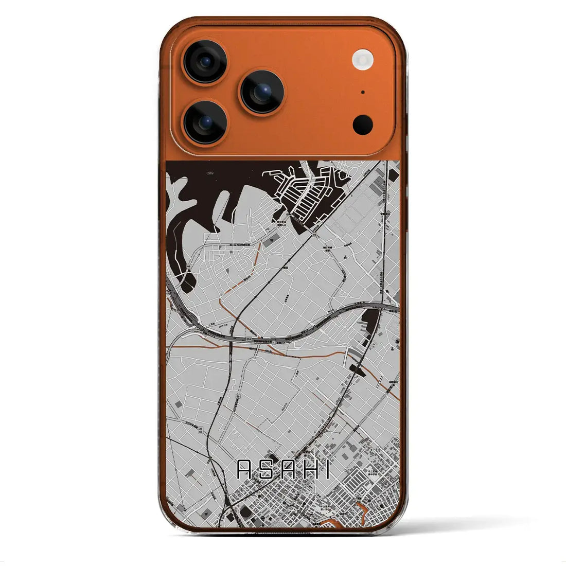 【朝日（三重県）】地図柄iPhoneケース（クリアタイプ）モノトーン・iPhone 17 Pro Max 用