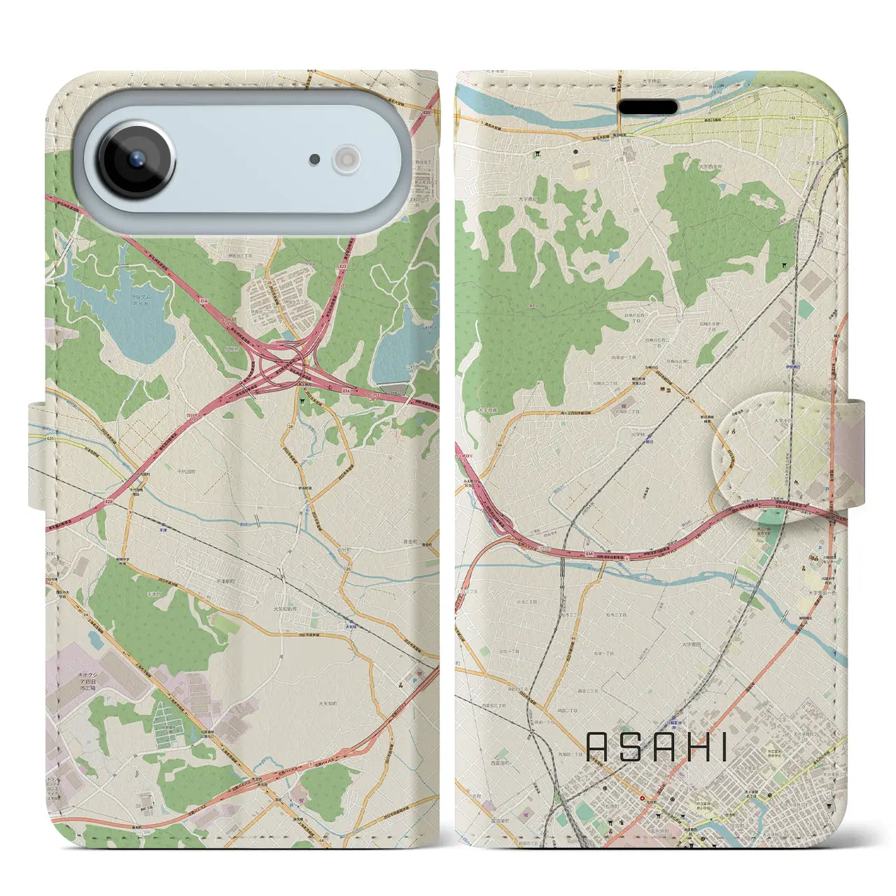 【朝日（三重県）】地図柄iPhoneケース（手帳タイプ）