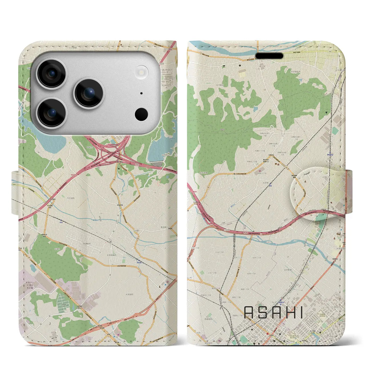 【朝日（三重県）】地図柄iPhoneケース（手帳タイプ）