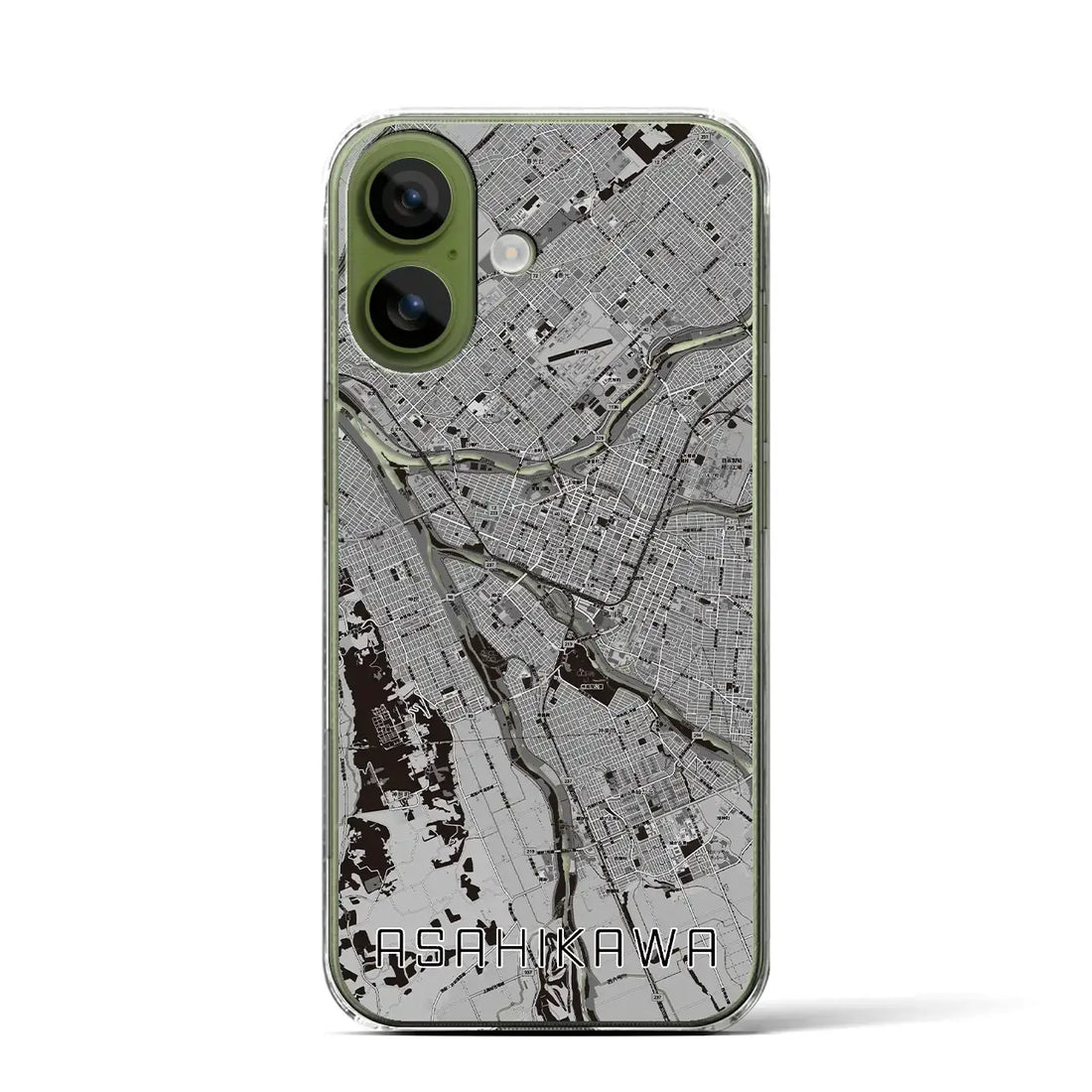 【旭川（北海道）】地図柄iPhoneケース（クリアタイプ）モノトーン・iPhone 17 Pro Max 用