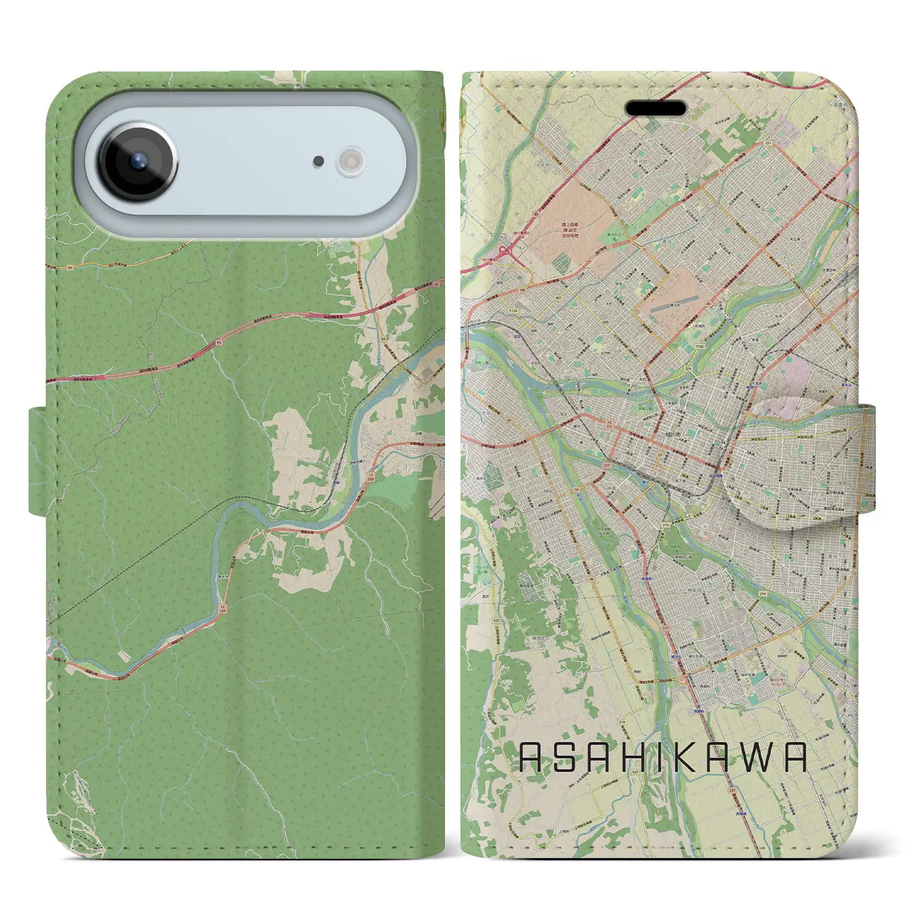 【旭川（北海道）】地図柄iPhoneケース（手帳タイプ）