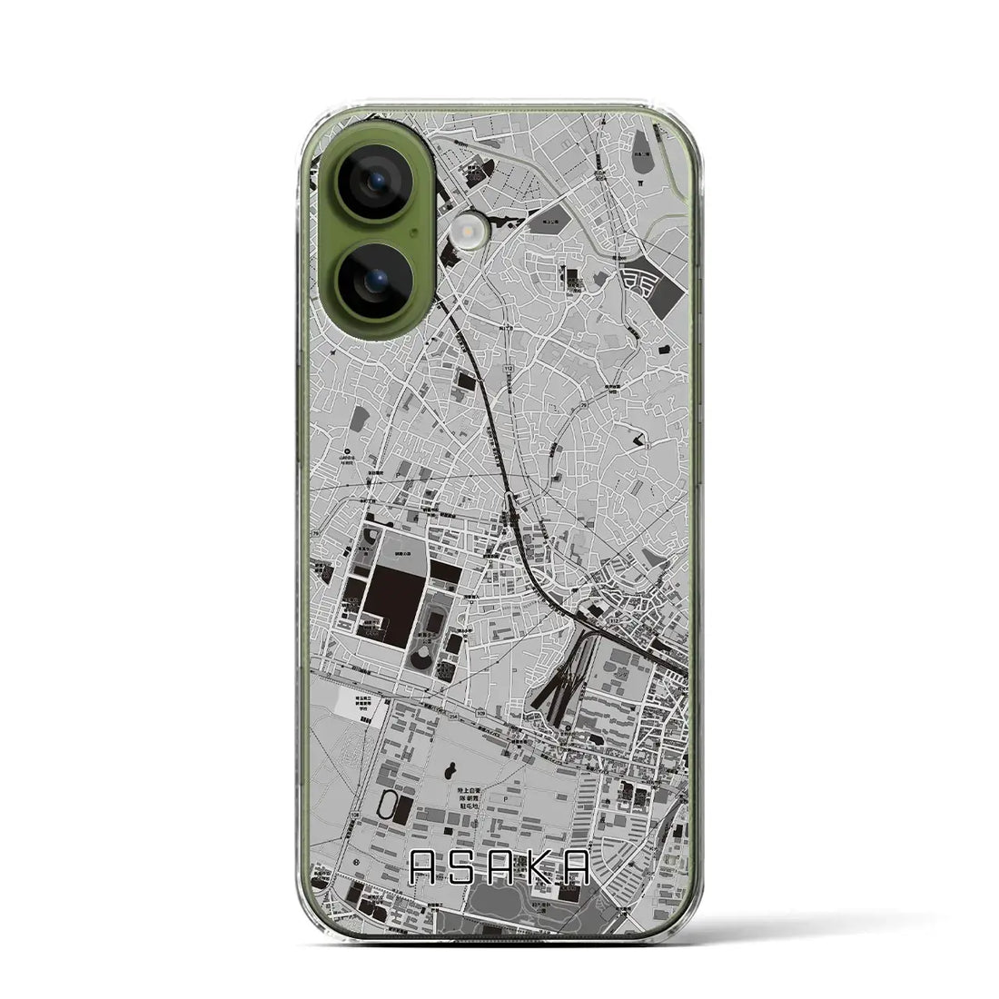【朝霞（埼玉県）】地図柄iPhoneケース（クリアタイプ）モノトーン・iPhone 17 Pro Max 用