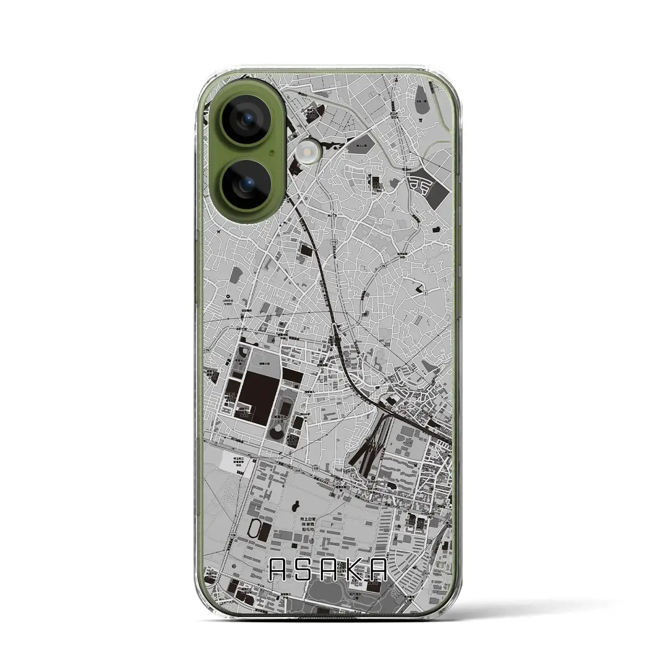 【朝霞（埼玉県）】地図柄iPhoneケース（クリアタイプ）モノトーン・iPhone 17 Pro Max 用