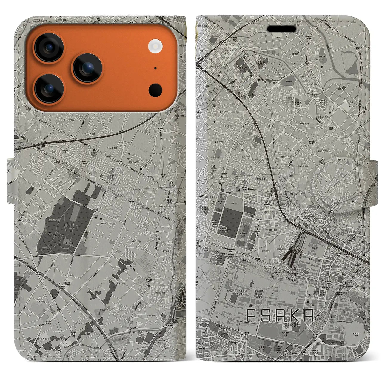 【朝霞（埼玉県）】地図柄iPhoneケース（手帳タイプ）