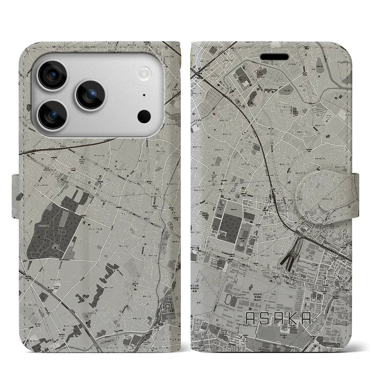 【朝霞（埼玉県）】地図柄iPhoneケース（手帳タイプ）