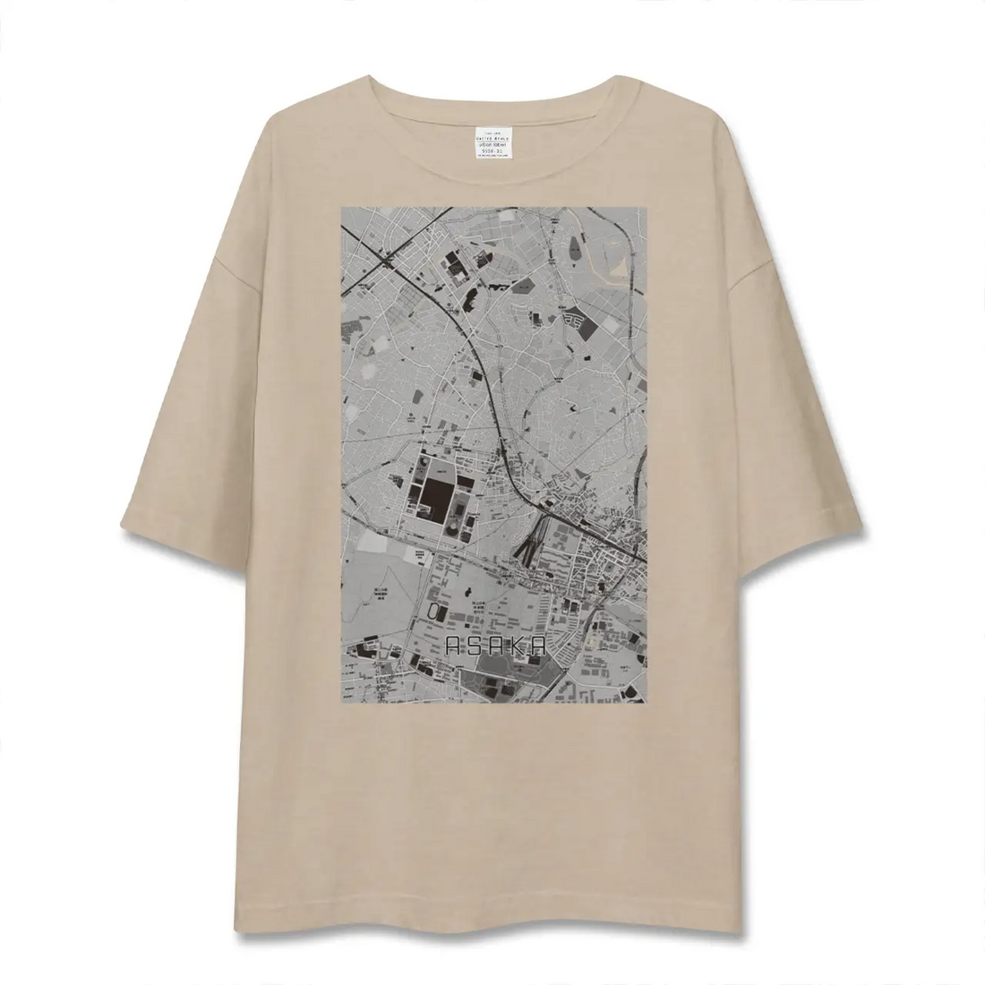【朝霞（埼玉県）】地図柄ビッグシルエットTシャツ