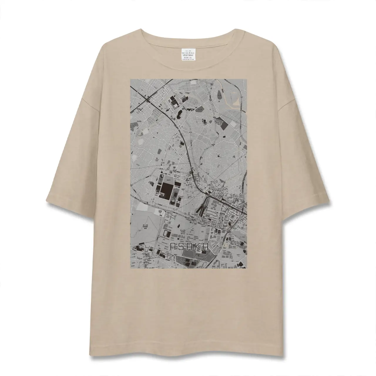 【朝霞（埼玉県）】地図柄ビッグシルエットTシャツ