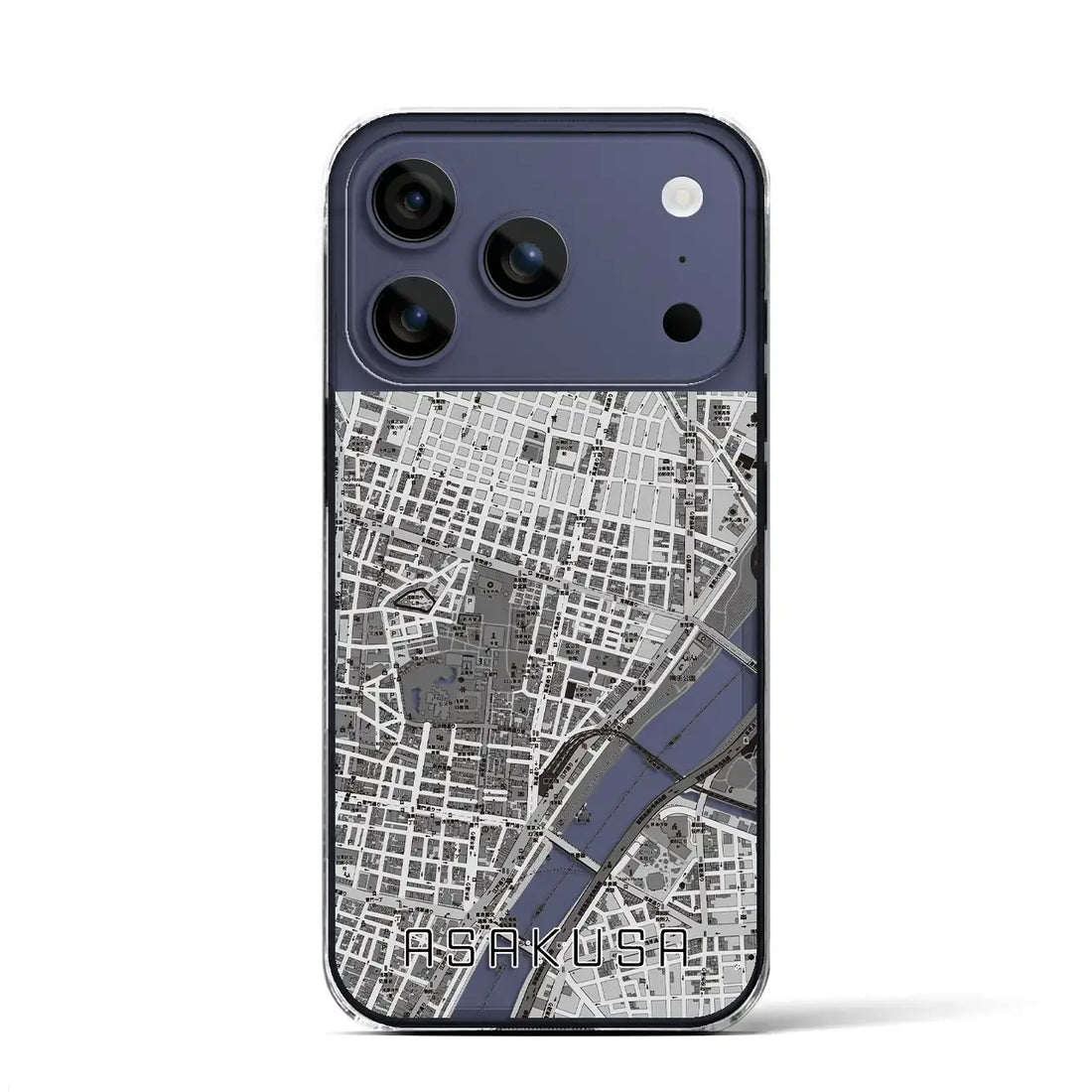 【浅草2（東京都）】地図柄iPhoneケース（クリアタイプ）モノトーン・iPhone 17 Pro Max 用