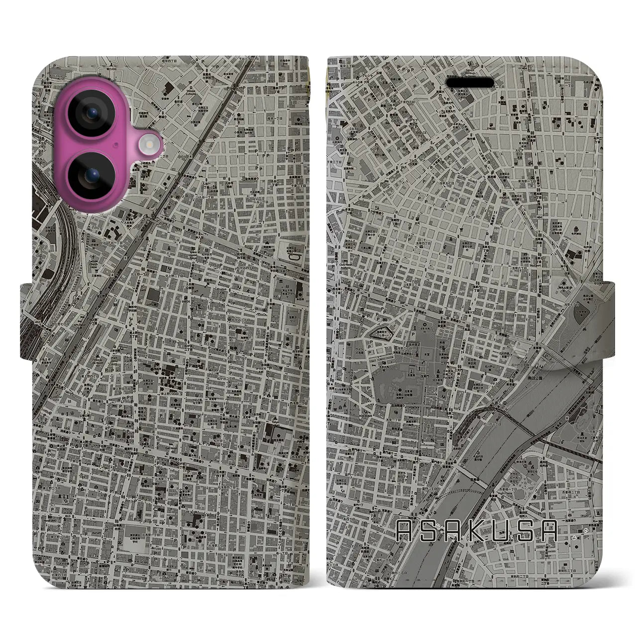 【浅草2（東京都）】地図柄iPhoneケース（手帳タイプ）