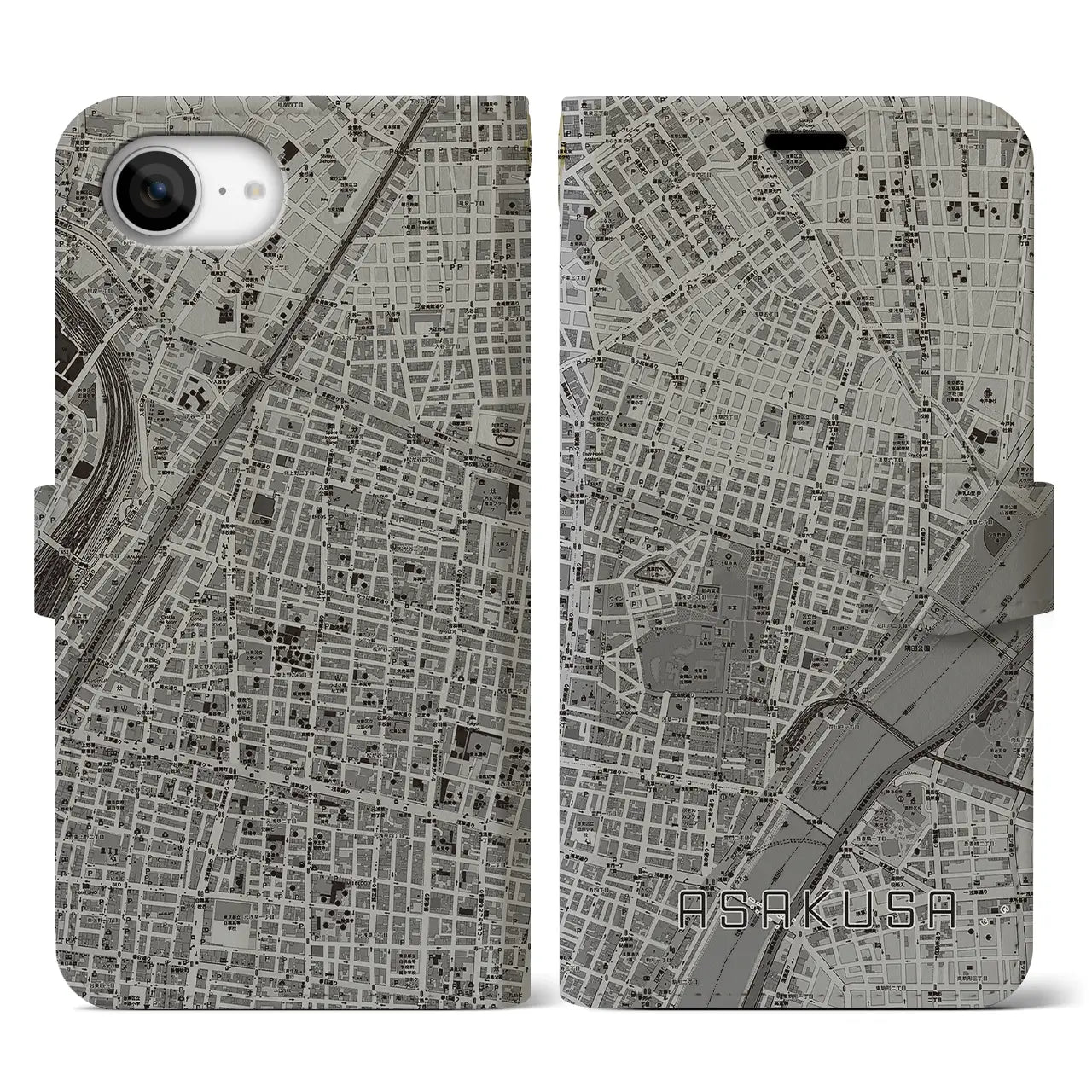 【浅草2（東京都）】地図柄iPhoneケース（手帳タイプ）