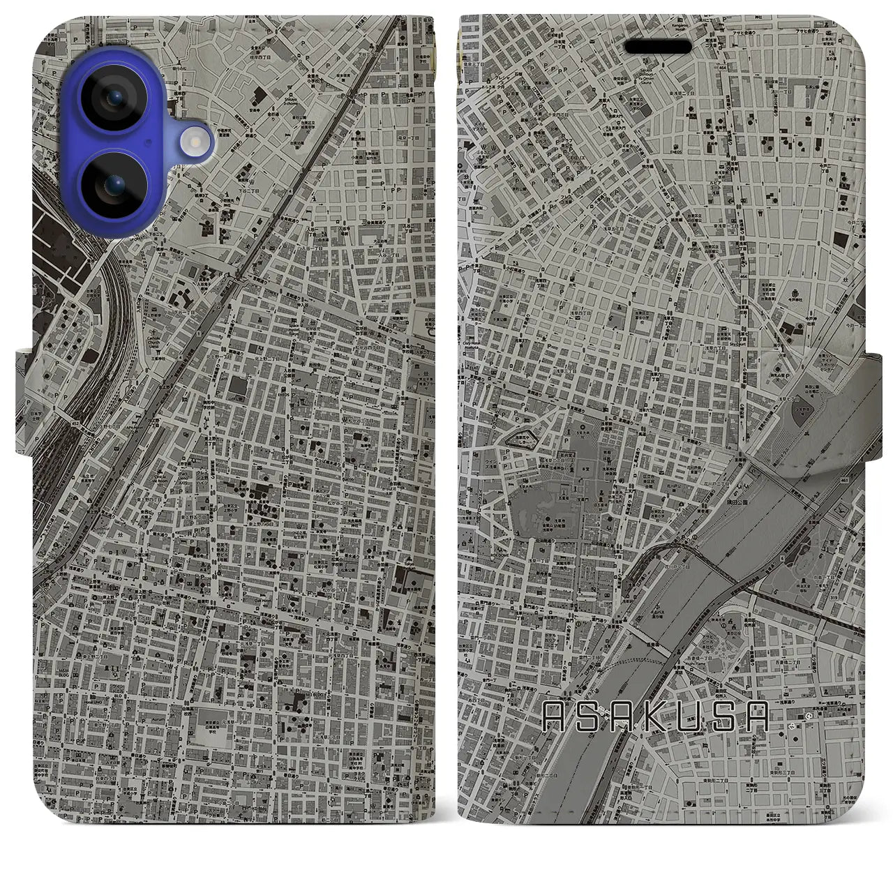 【浅草2（東京都）】地図柄iPhoneケース（手帳タイプ）