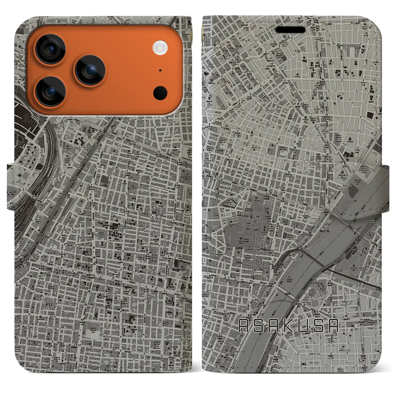 【浅草2（東京都）】地図柄iPhoneケース（手帳タイプ）