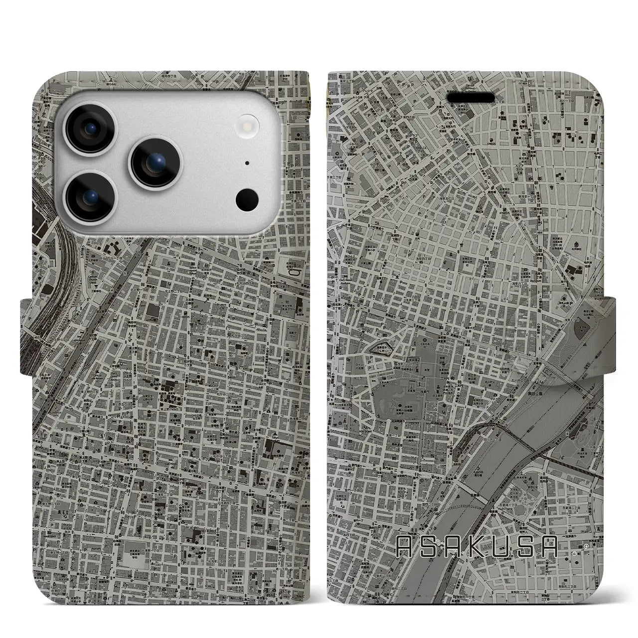 【浅草2（東京都）】地図柄iPhoneケース（手帳タイプ）