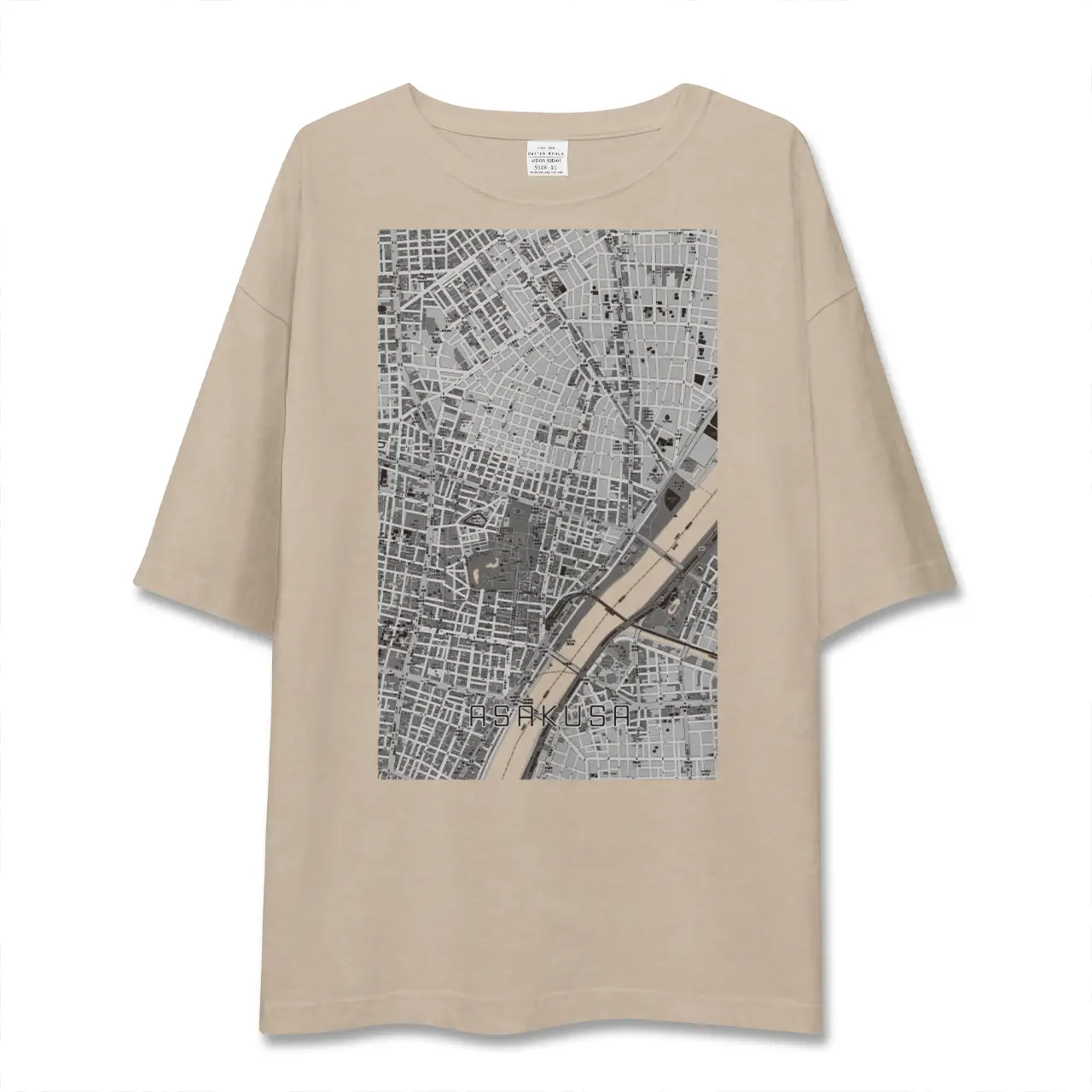 【浅草2（東京都）】地図柄ビッグシルエットTシャツ