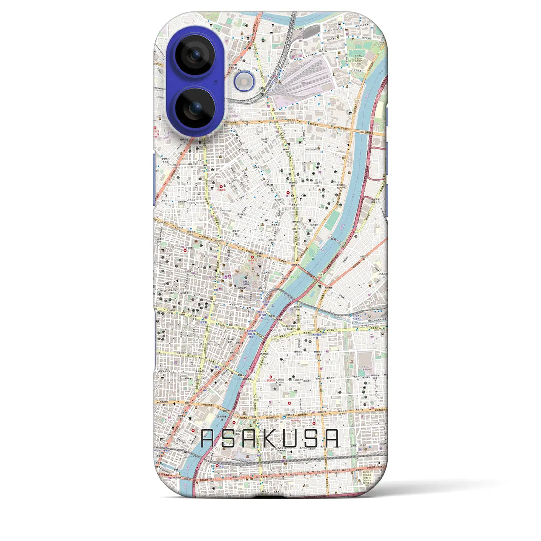 【浅草(東京都)】地図柄iPhoneケース(バックカバータイプ)ブラック・iPhone 16 Pro Max 用