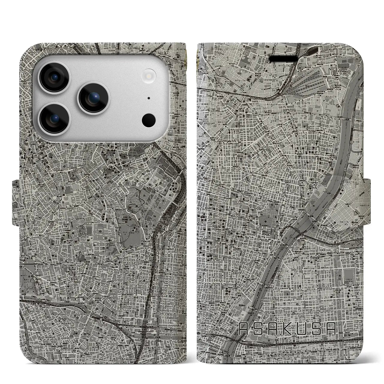 【浅草（東京都）】地図柄iPhoneケース（手帳タイプ）