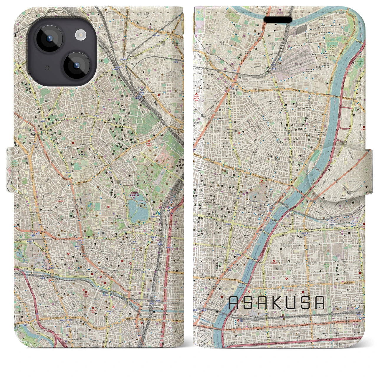 【浅草（東京都）】地図柄iPhoneケース（手帳タイプ）