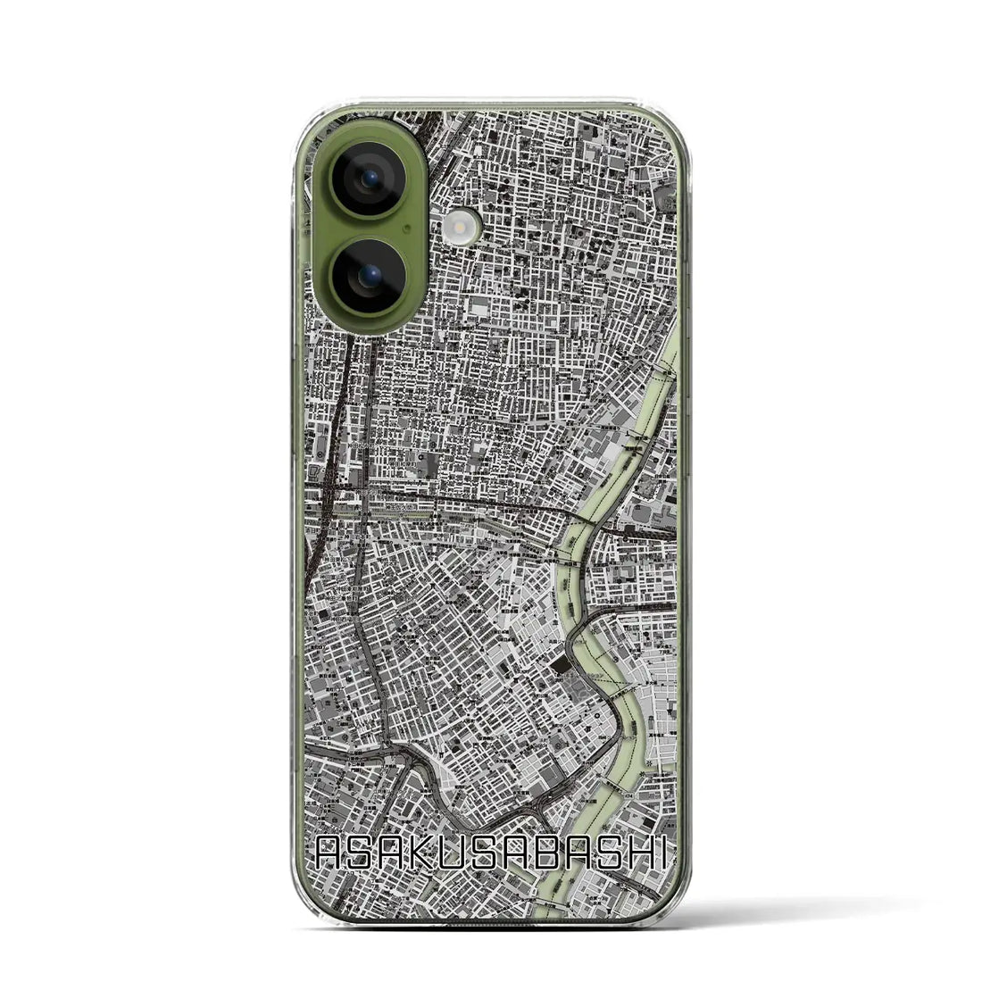 【浅草橋（東京都）】地図柄iPhoneケース（クリアタイプ）モノトーン・iPhone 17 Pro Max 用