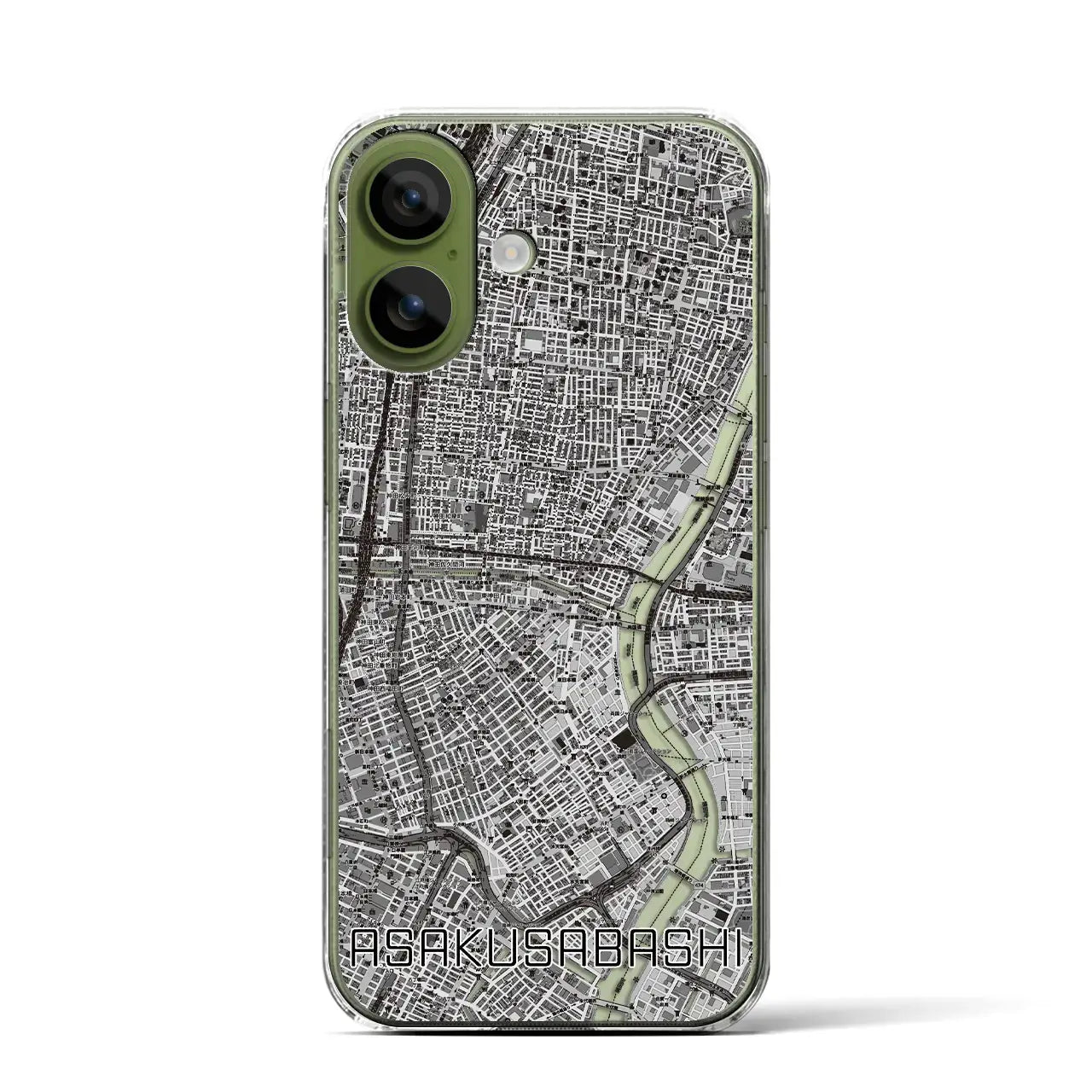 【浅草橋（東京都）】地図柄iPhoneケース（クリアタイプ）モノトーン・iPhone 17 Pro Max 用