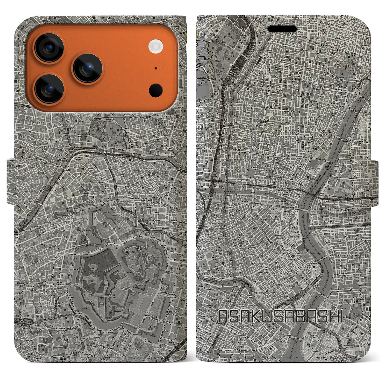 【浅草橋（東京都）】地図柄iPhoneケース（手帳タイプ）