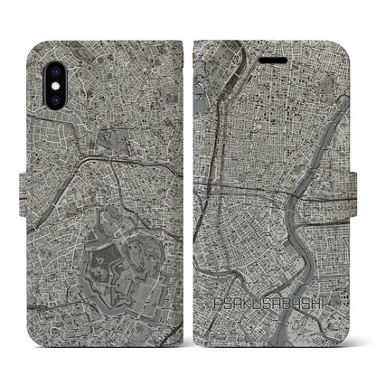 【浅草橋（東京都）】地図柄iPhoneケース（手帳タイプ）モノトーン・iPhone XS / X 用