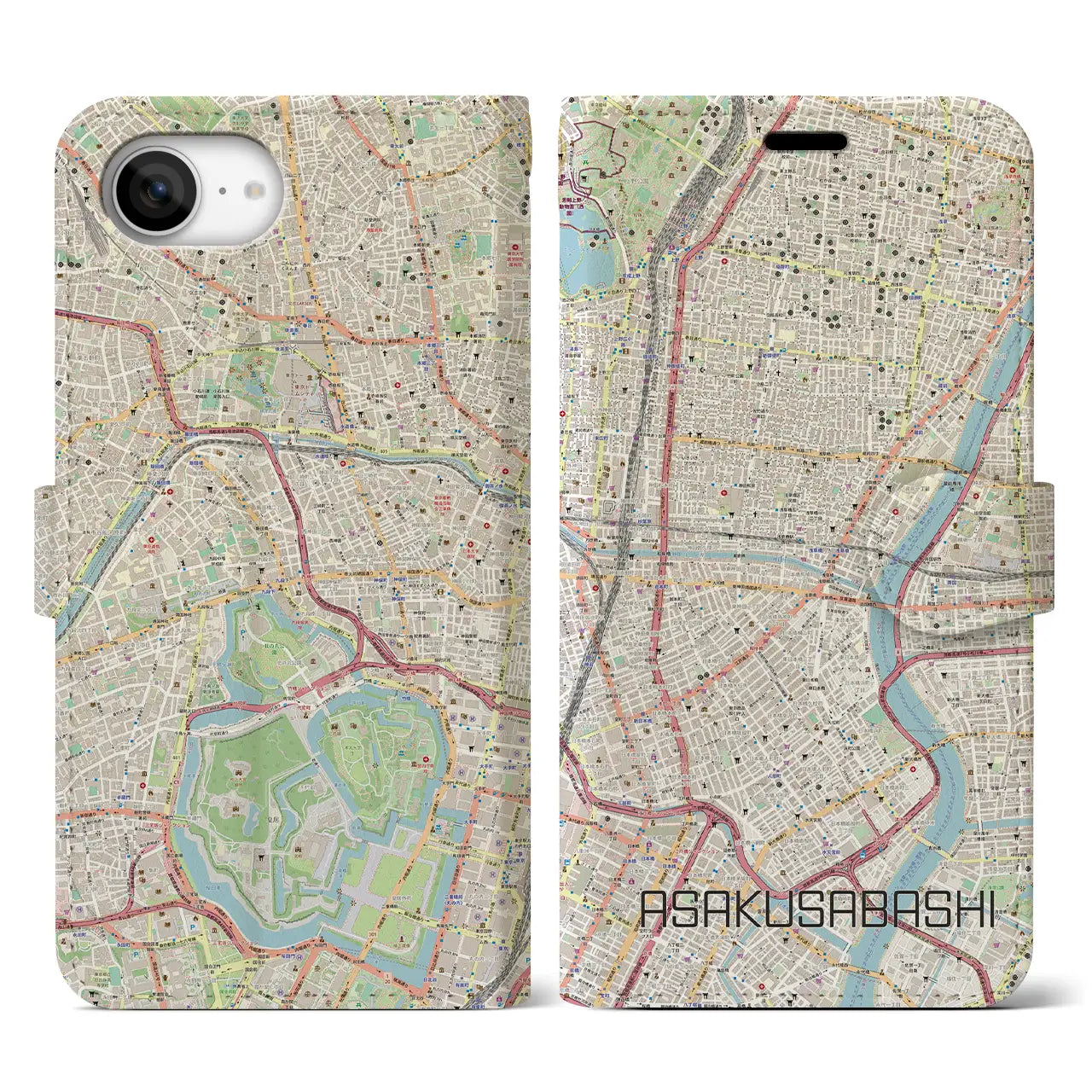 【浅草橋（東京都）】地図柄iPhoneケース（手帳タイプ）
