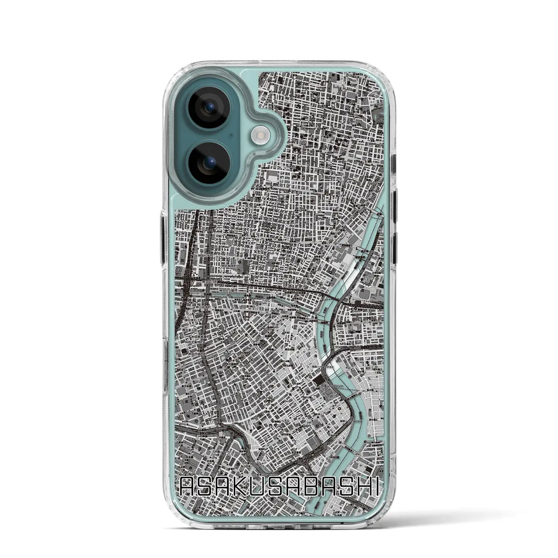 【浅草橋（東京都）】地図柄iPhoneケース（MagSafeタイプ）モノトーン・iPhone 16 Pro 用