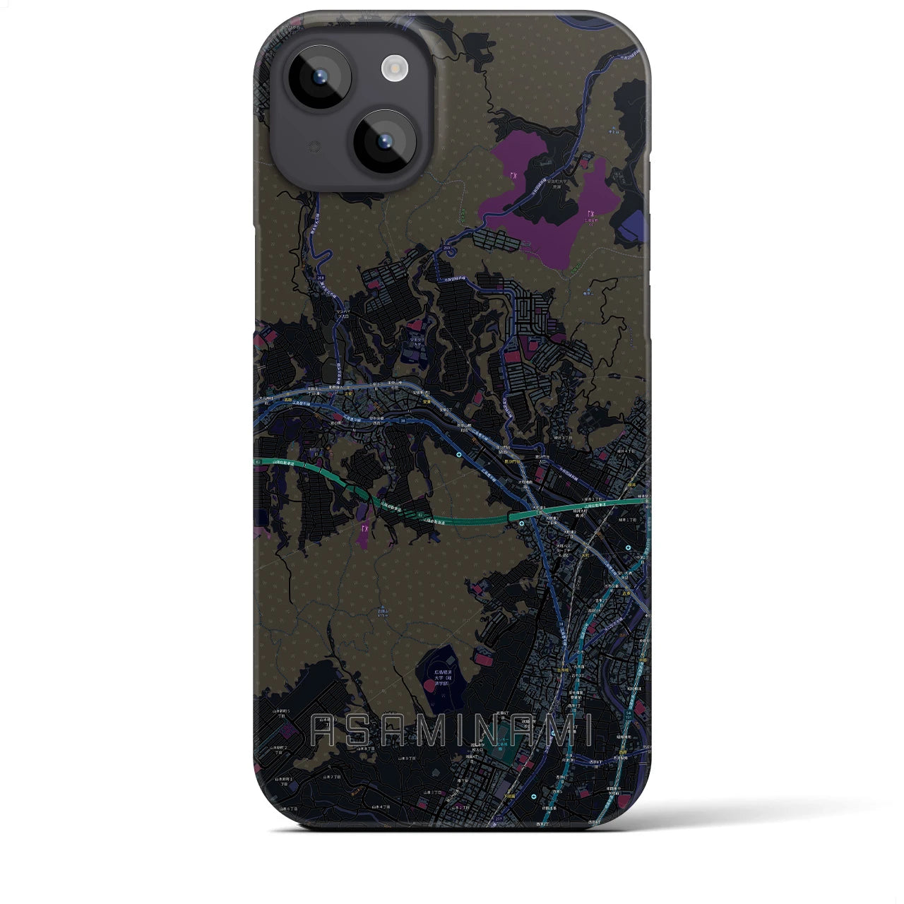 【安佐南（広島県）】地図柄iPhoneケース（バックカバータイプ）