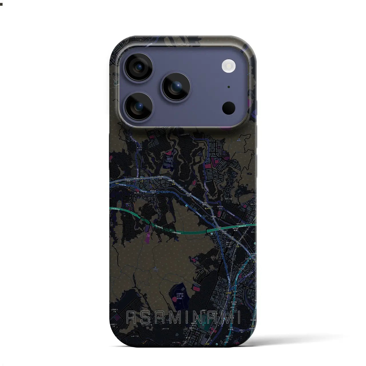 【安佐南（広島県）】地図柄iPhoneケース（バックカバータイプ）