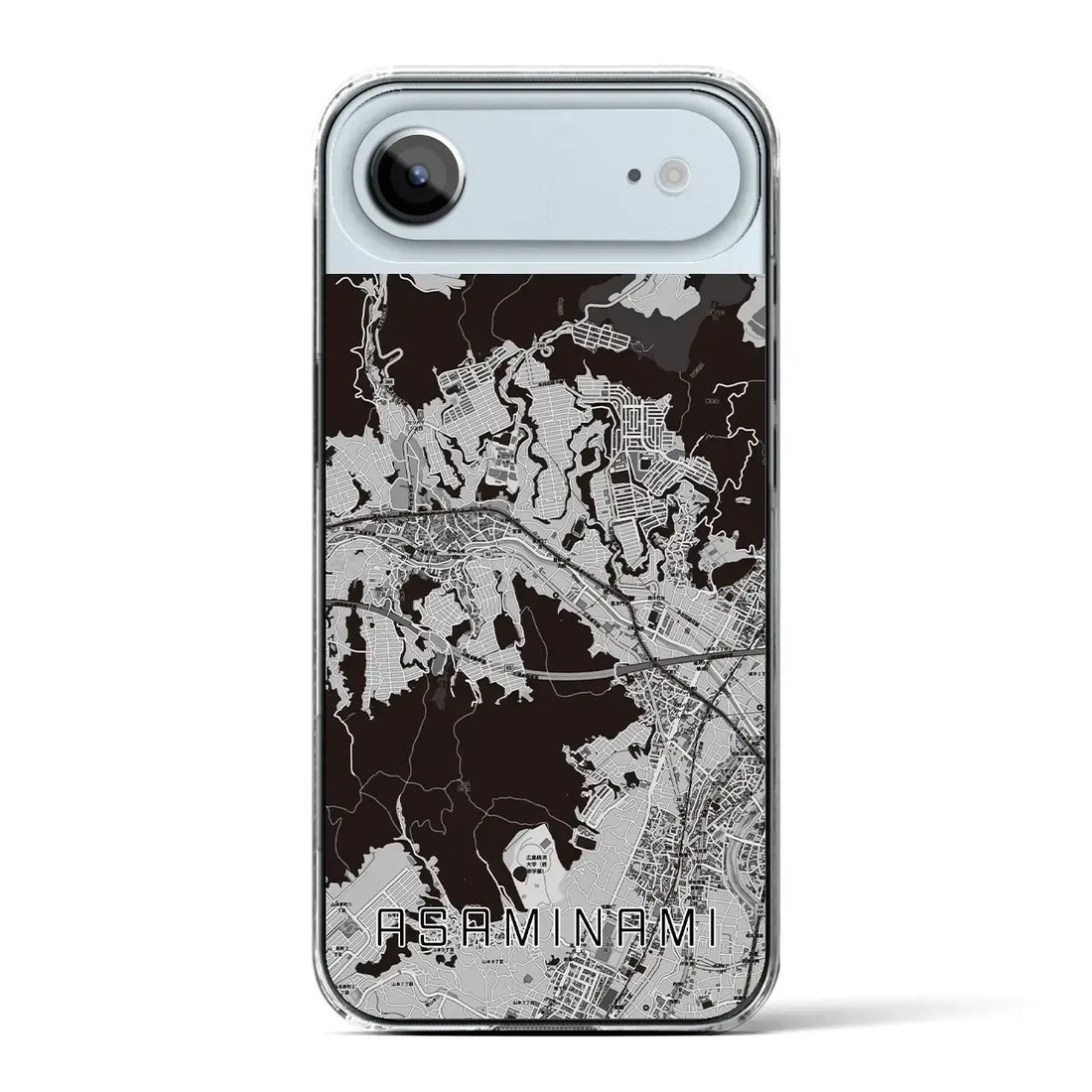 【安佐南(広島県)】地図柄iPhoneケース(クリアタイプ)モノトーン・iPhone 17 Pro Max 用