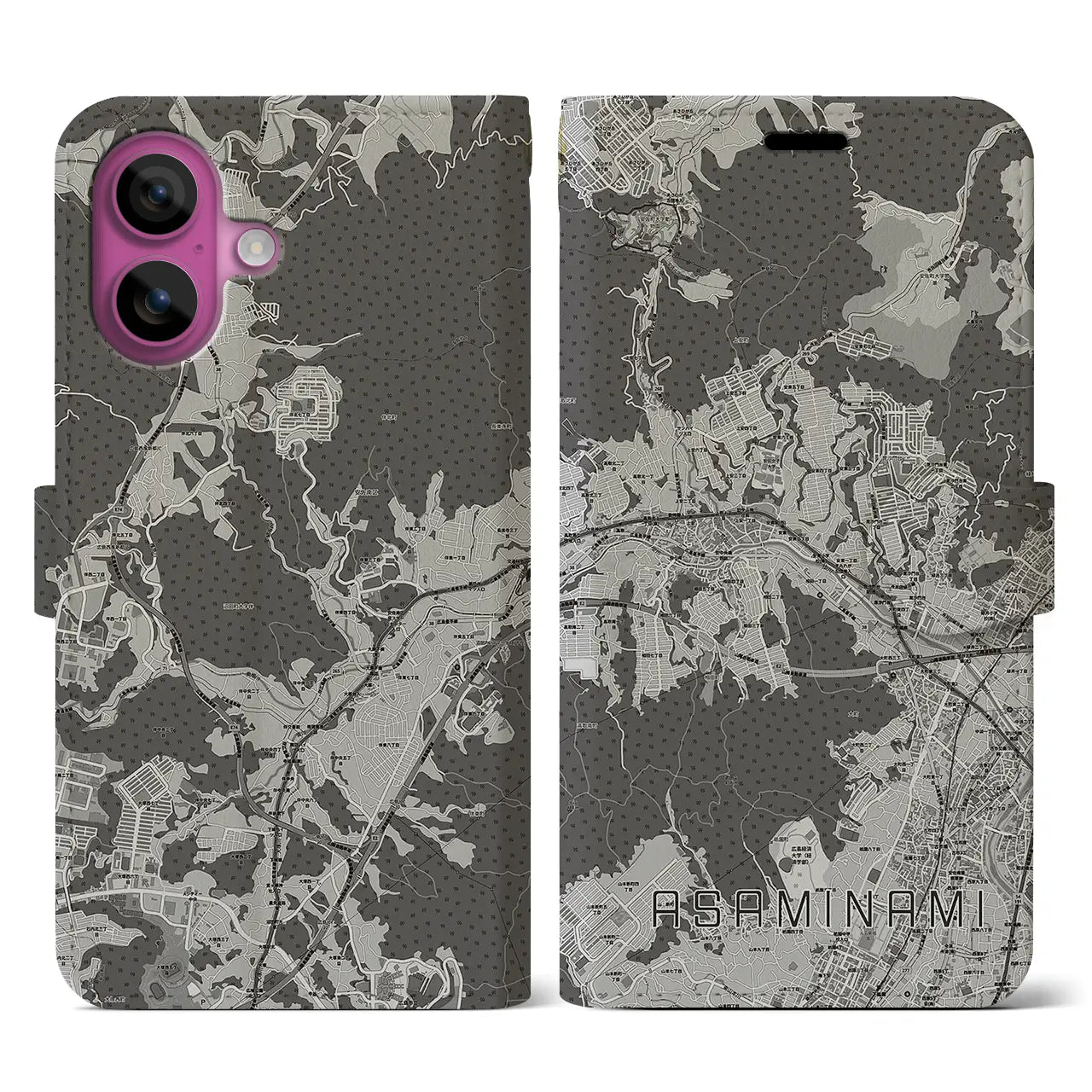 【安佐南（広島県）】地図柄iPhoneケース（手帳タイプ）