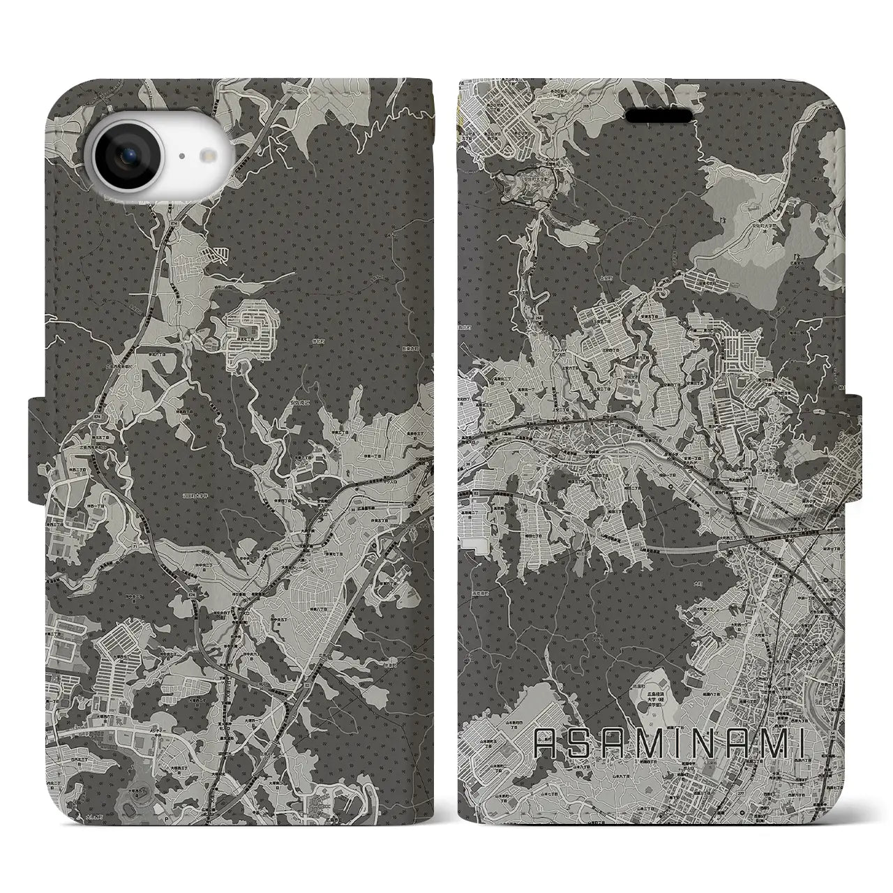 【安佐南（広島県）】地図柄iPhoneケース（手帳タイプ）