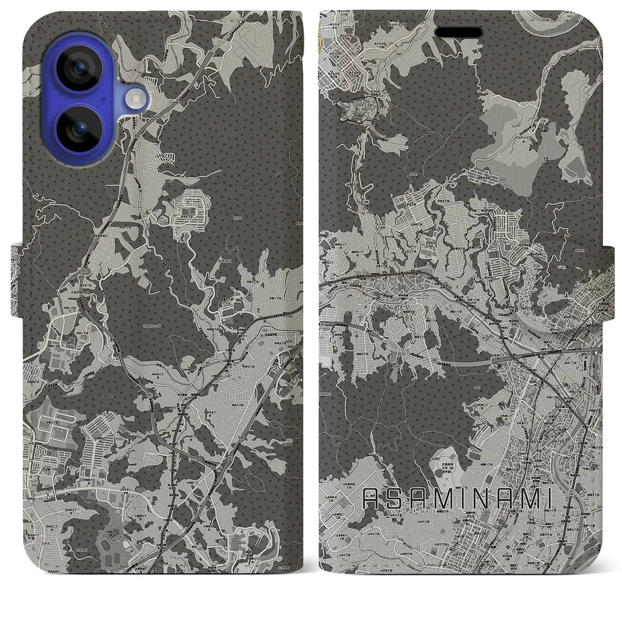 【安佐南（広島県）】地図柄iPhoneケース（手帳タイプ）