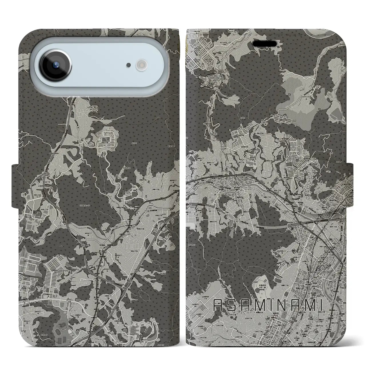 【安佐南（広島県）】地図柄iPhoneケース（手帳タイプ）