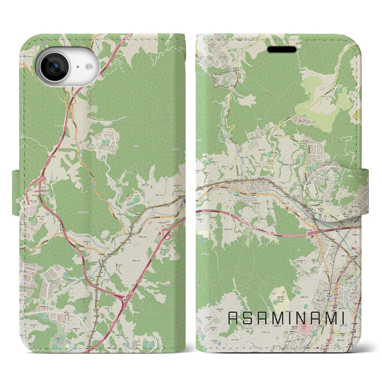 【安佐南（広島県）】地図柄iPhoneケース（手帳タイプ）