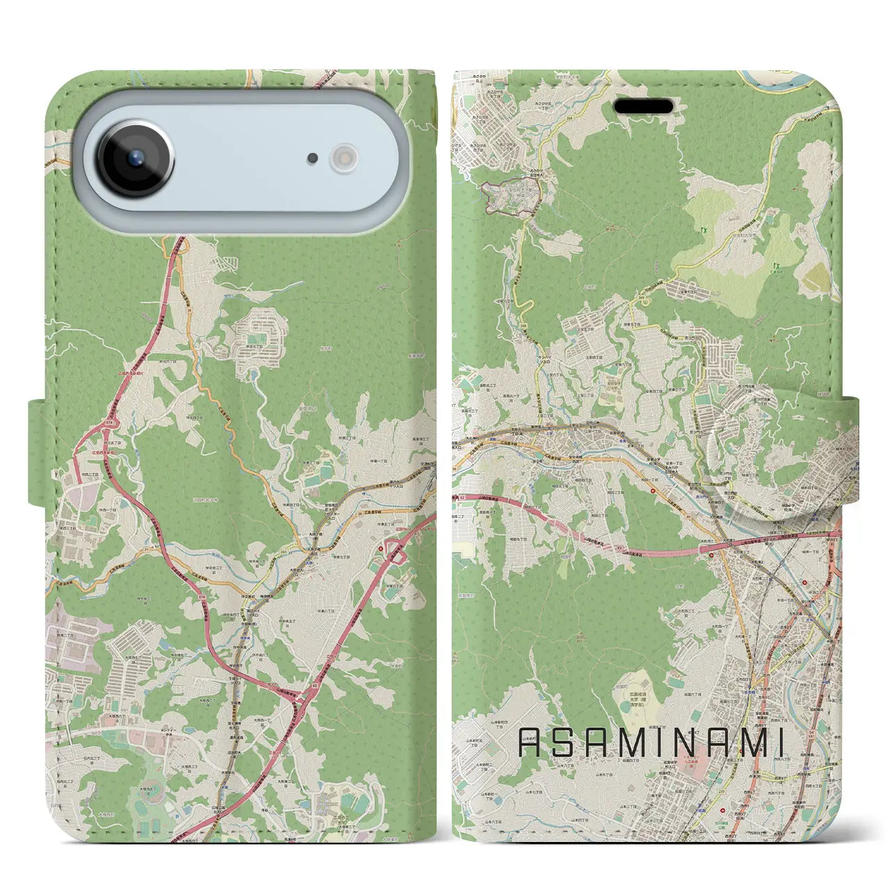 【安佐南（広島県）】地図柄iPhoneケース（手帳タイプ）