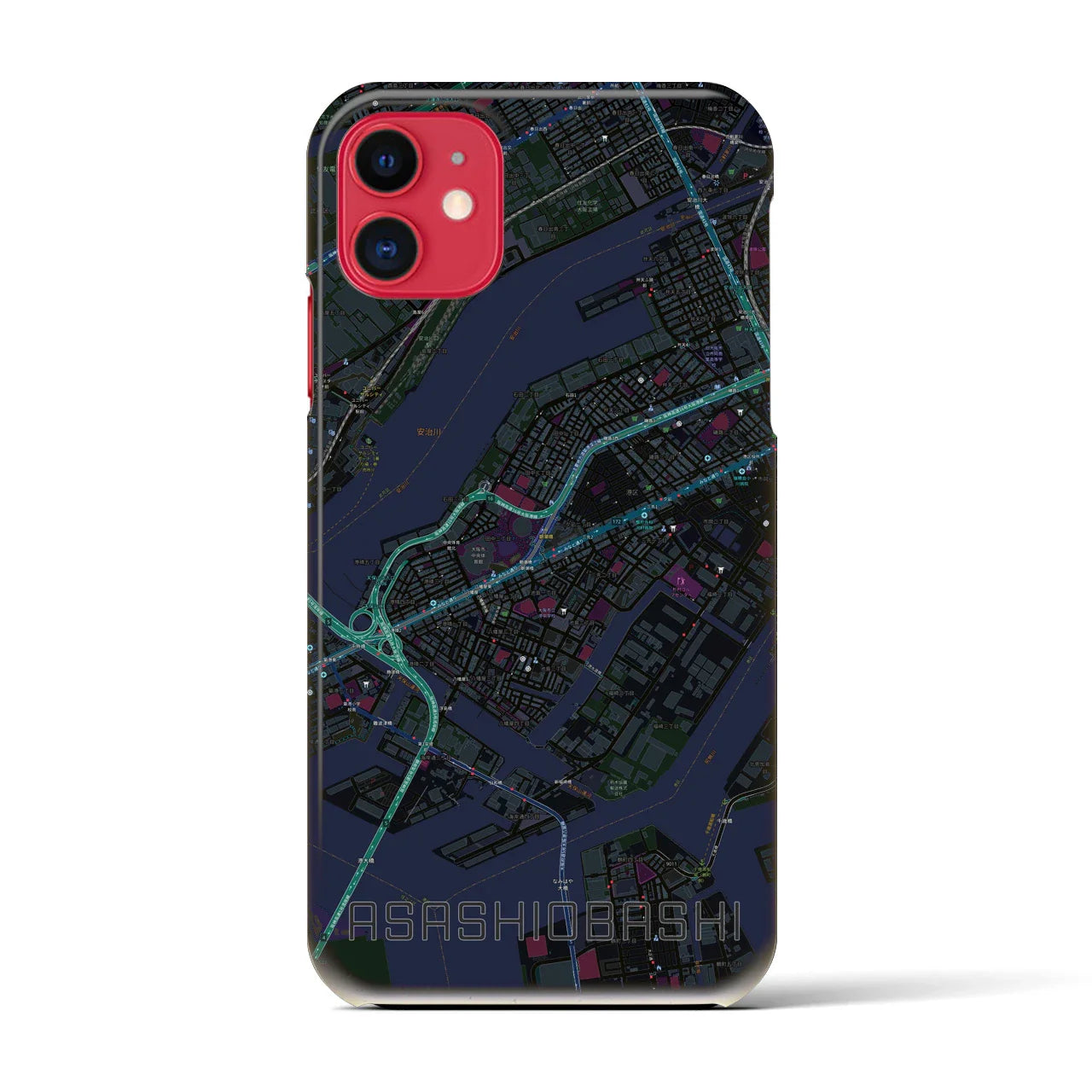 【朝潮橋（大阪府）】地図柄iPhoneケース（バックカバータイプ）